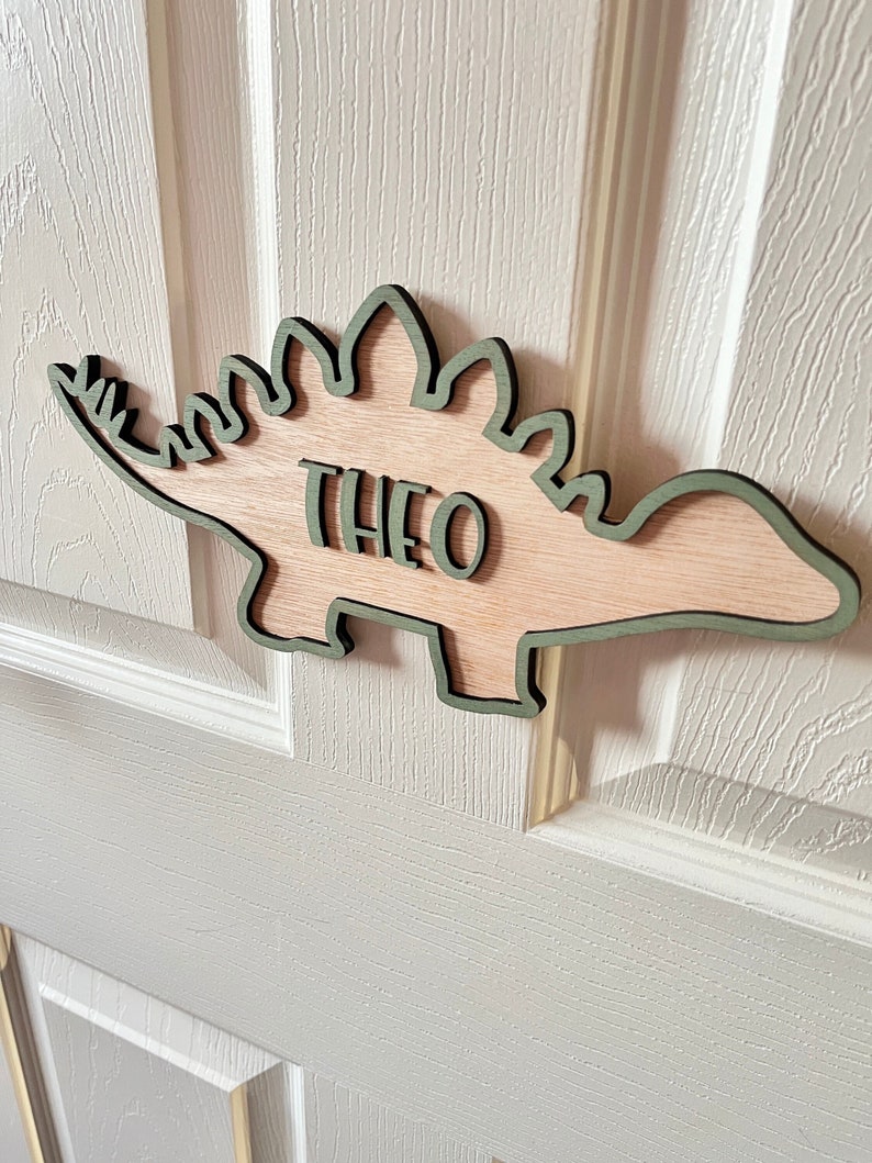 Dinosaur door sign Personalised name letter dinosaur nursery name sign boys