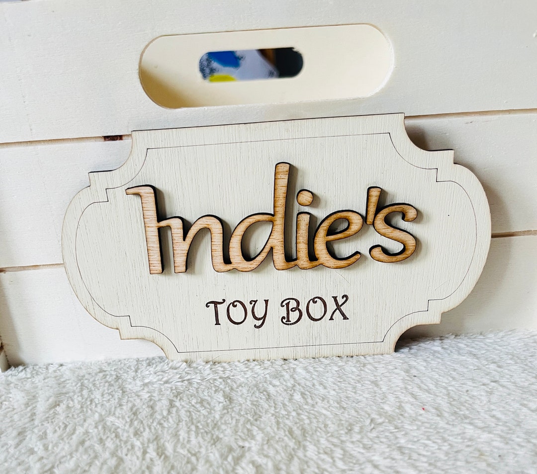 Wooden Toy Box Name Sign for Baby's Toy Box Personalised Bedroom