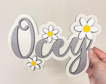 Daisy door Sign Wooden Floral Custom daisy name sign Girls Flower wall decoration Personalised Daisy plaque toddler girl bedroom decor gift