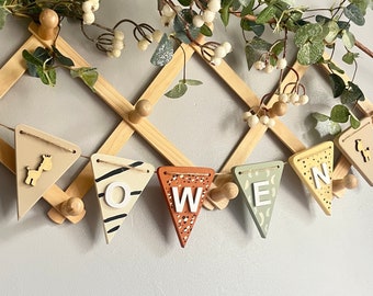 Personalised Safari Nursery Bunting: Wooden Animal Garland