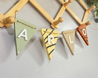 Safari Bunting personalised Safari nursery decorations jungle name bunting boy bedroom bunting decorations Safari themed nursery garland