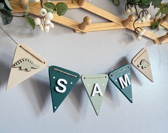 Dinosaur Garland personalised nursery decor for dinosaur wall name for nursery bunting boy nursery Accessories for bedroom wall name sign