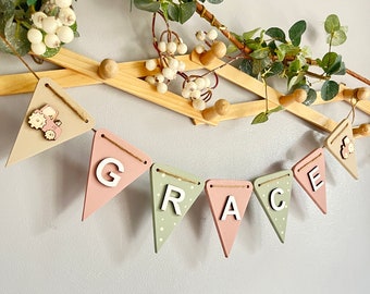 Girls farm nursery bunting for farm girl gift farm nursery decor wooden bunting girl bedroom farmyard nursery decorations farm garland flag