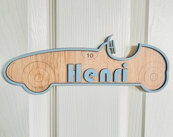 Vintage Car Nursery Door Sign Personalised Wood Name Plaque boy car bedroom decoration vehicle name sign wall hanging for baby boy car party