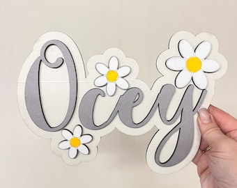 Boho Daisy Nursery Name Sign Wooden Girl Room Decor Wildflower Nursery Decor Girls Bedroom Door Sign Daisy door Plaque floral wall decor