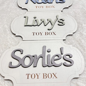 Personalised Toy Box Sign Girl Nursery Name Plaque wooden letters for toy box baby name sign nursery decor kids room sign toy box decoration image 16