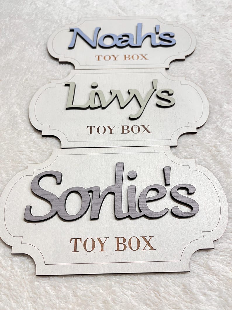 Personalised Toy Box Sign Girl Nursery Name Plaque wooden letters for toy box baby name sign nursery decor kids room sign toy box decoration image 16