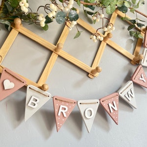 Personalised Wooden Nursery Bunting: Pink Name Garland