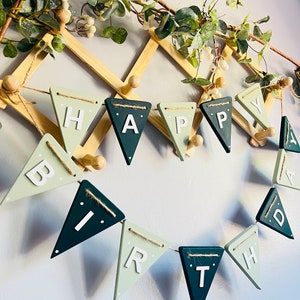 Boys Reusable happy birthday bunting Birthday decorations party decorations green boys birthday party birthday garlands Happy birthday sign image 7