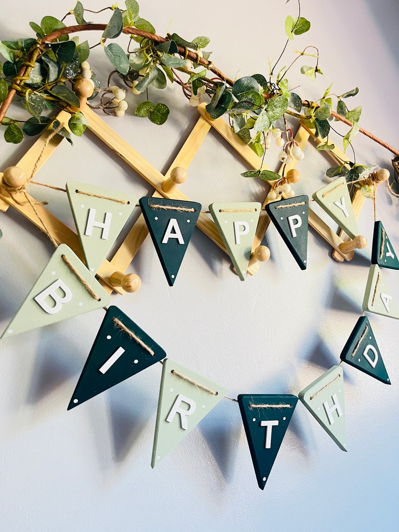 Boys Reusable happy birthday bunting Birthday decorations party decorations green boys birthday party birthday garlands Happy birthday sign image 7