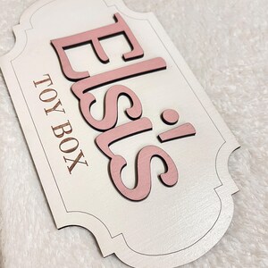 Personalised Toy Box Sign Girl Nursery Name Plaque wooden letters for toy box baby name sign nursery decor kids room sign toy box decoration image 17