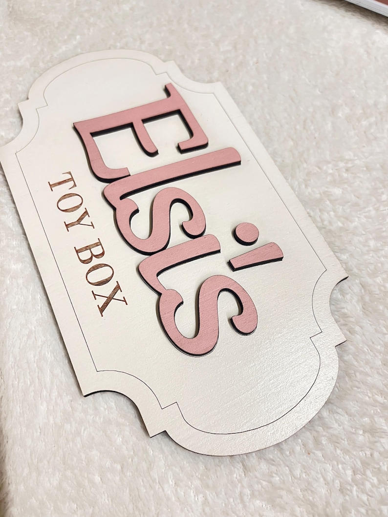 Personalised Toy Box Sign Girl Nursery Name Plaque wooden letters for toy box baby name sign nursery decor kids room sign toy box decoration image 17