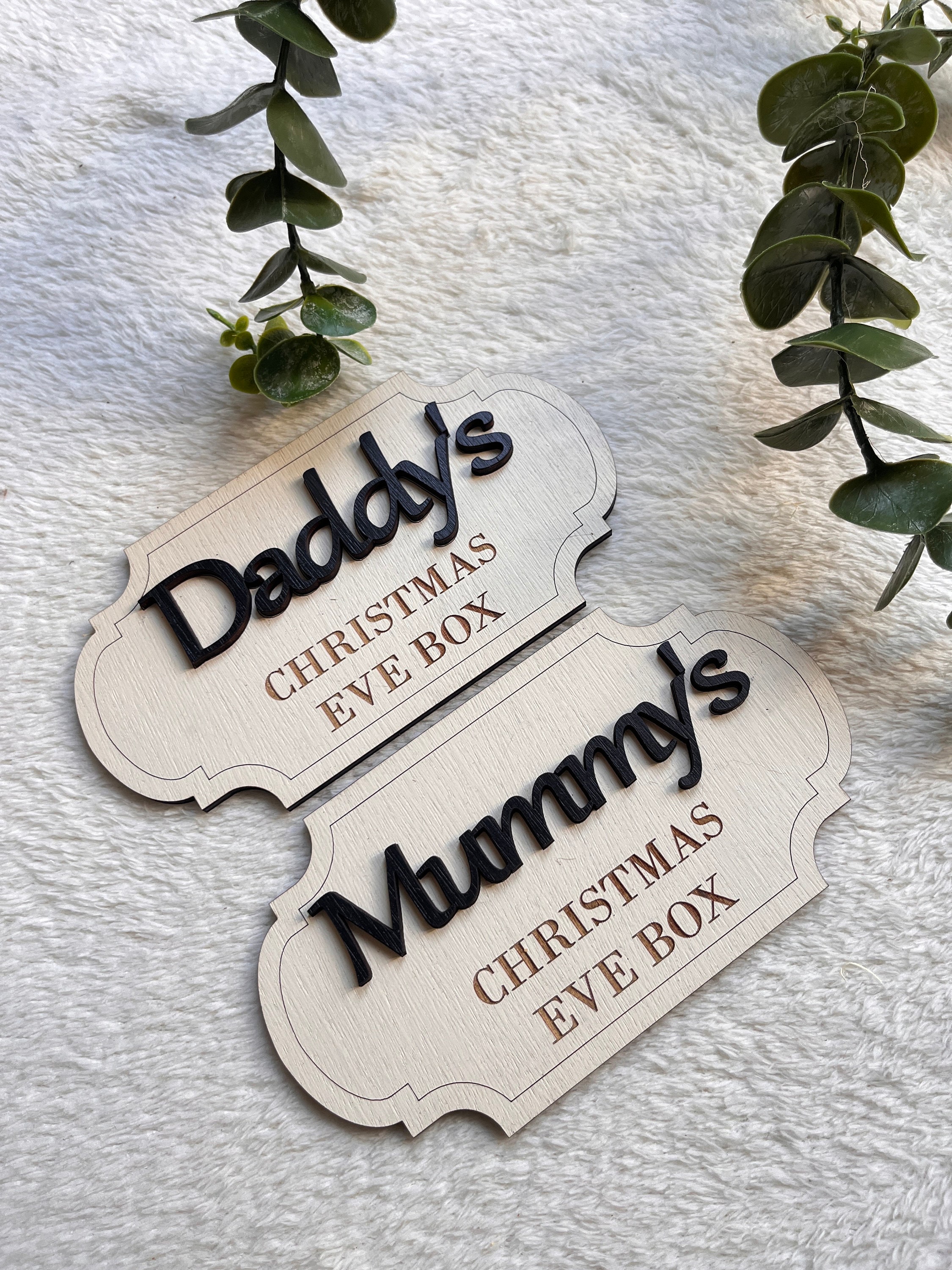 Christmas Eve Box Plaque Xmas Eve Box Ideas Personalised Name Sign for Girl  Engraved Wooden Name Keepsake Gift Box for Kids Crate Sign