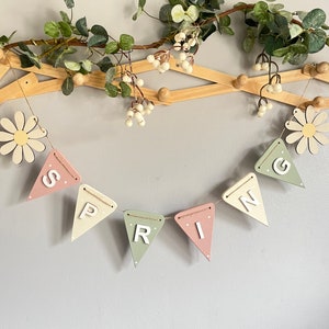 Spring Bunting Easter Garland Decor Pastel Wooden Spring garland for fire place Seasonal garland gift for mother in law Easter decoration
