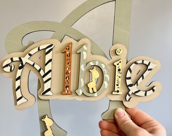 Personalised wooden wall letter with name wall initial door sign wooden name for kid's bedroom nursery decor wall sign name plaque playroom