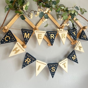 Navy Christmas garland for tree Navy Xmas decorations Christmas tree wooden Christmas gift for mum Christmas Hanging decoration bunting gift