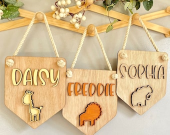 Personalised Wooden Name Pennant: Kids Room Decor