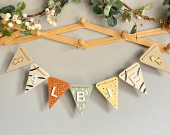 Safari bunting nursery decor personalised name bunting baby bunting safari theme boy bedroom jungle bunting nursery decorations baby boy