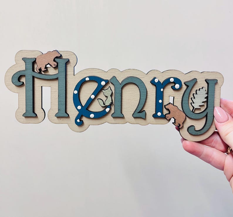 Personalisierte Spielzeugkiste Zeichen Holzbuchstaben Safari Spielzeugkiste Schild Kinder Namen Schild Safari Kinderzimmer Dekor Kinder Türschild Spielzeugkiste Dekoration Name Forest/woodland