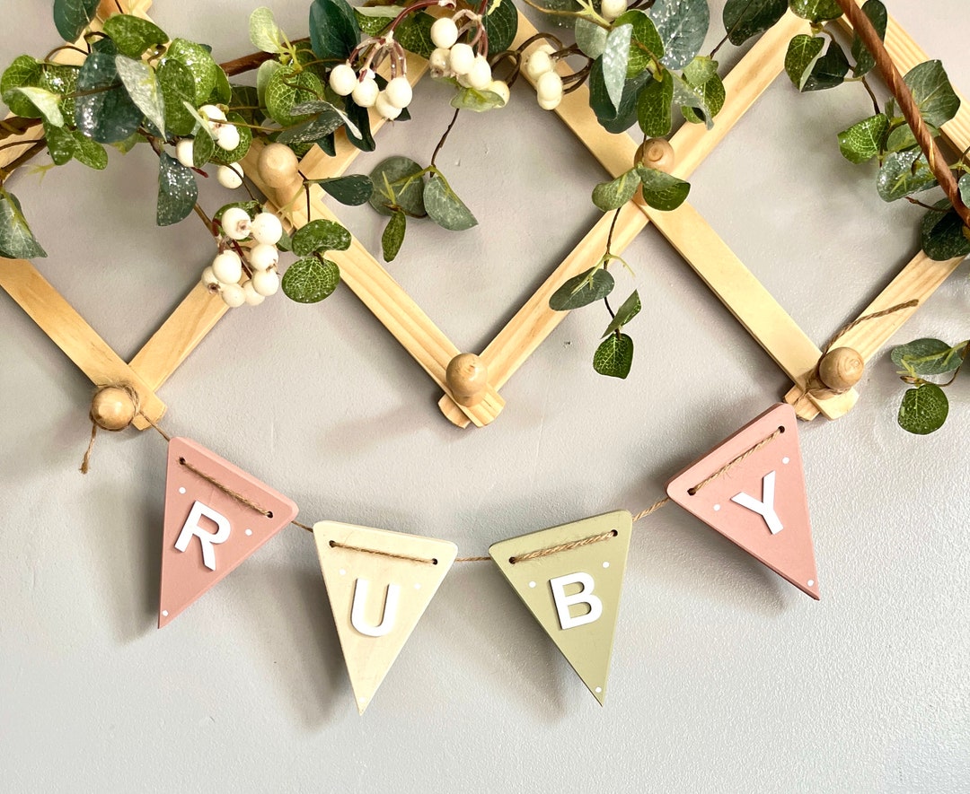 Bunting Christening Gift From God Mother Gift Wooden Bunting for