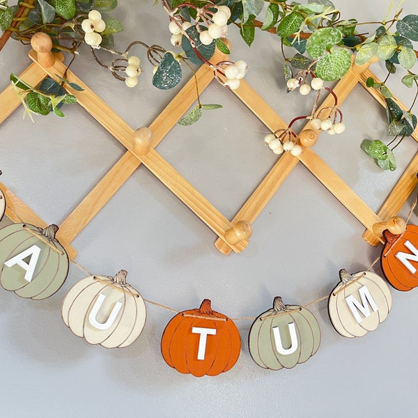 Reusable Autumn home decor Halloween decorations indoor wooden bunting for home Autumn garland fireplace decorations Autumn pumpkin decor