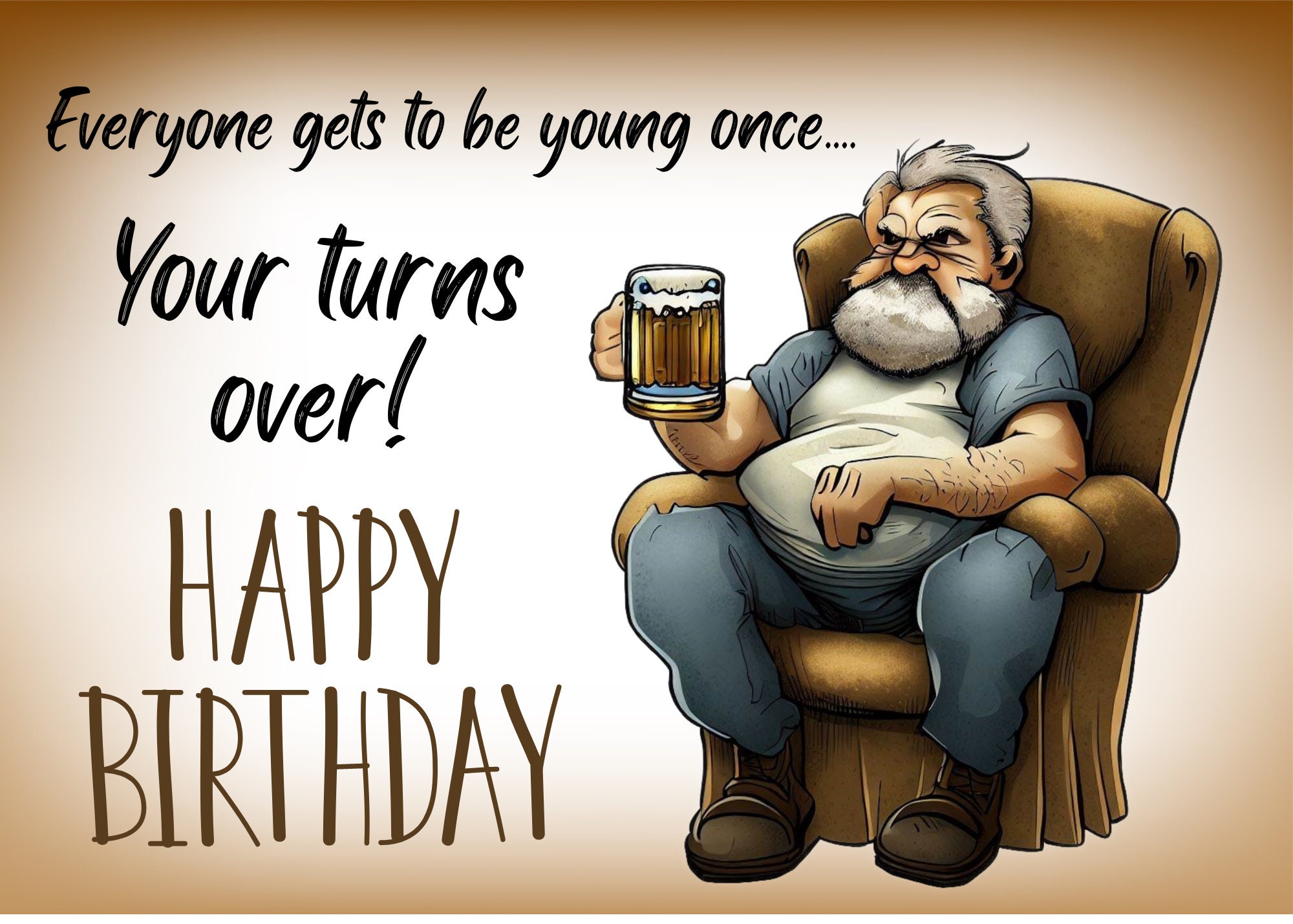Grumpy Old Man Birthday Card - Blank Inside - Etsy