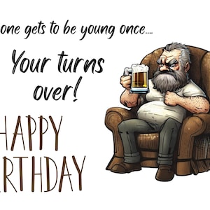 Grumpy Old Man Birthday Card - Blank Inside