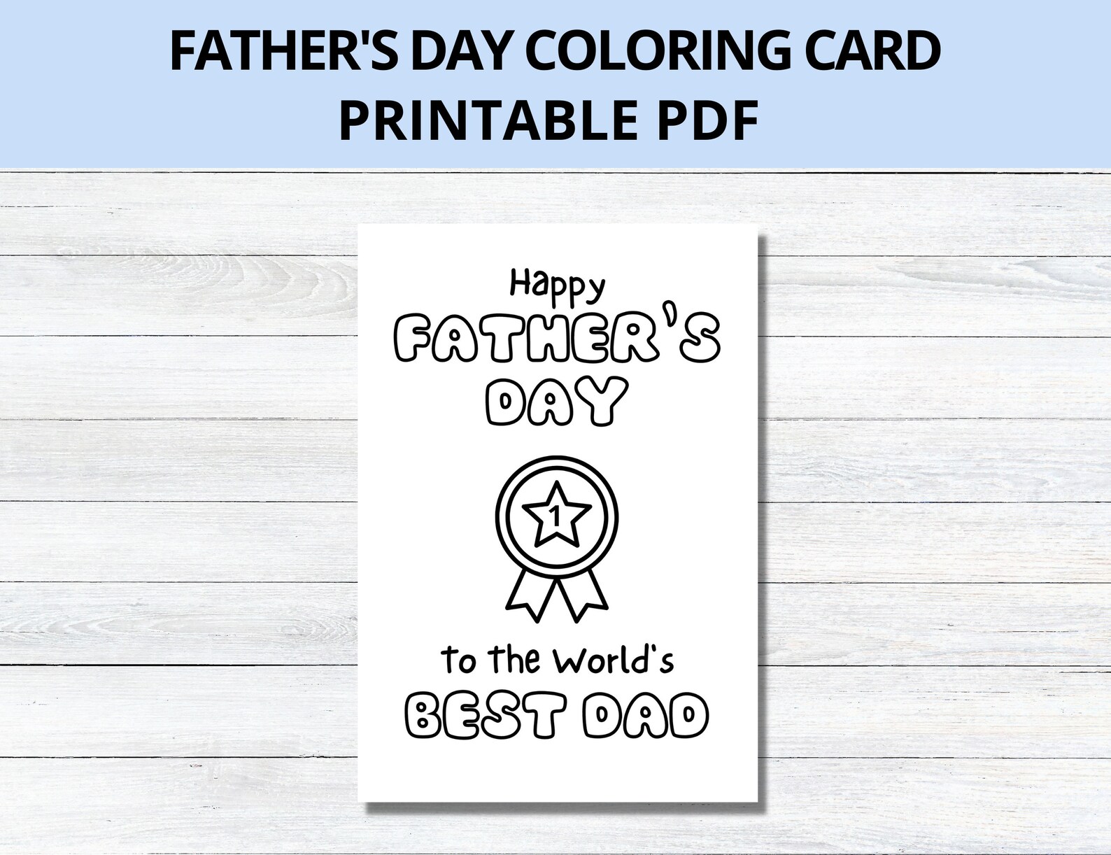 Printable Father's Day Coloring Card, Instant Digital Download PDF, World's Best Dad, Kids ...