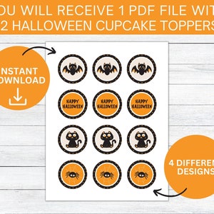 Printable Halloween Cupcake Toppers Instant Digital Download - Etsy