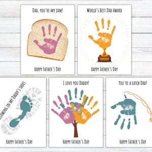 Vaderdag handafdruk voetafdruk kunst afdrukbare, doe-het-zelf aandenken, cadeau voor vader van kinderen, instant digitale download pdf