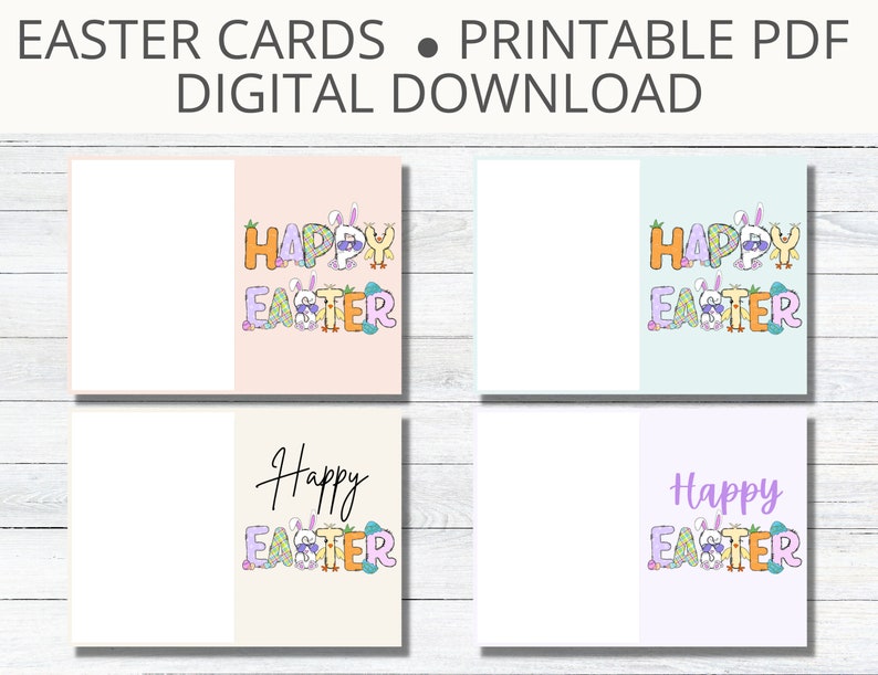 Printable Easter Cards Instant Download PDF Cute Easter - Etsy
