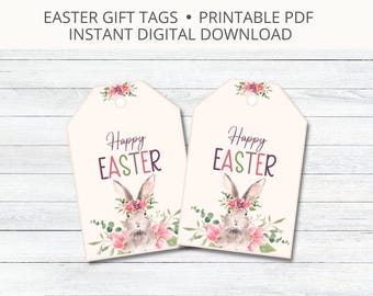 Modello di etichetta regalo di Pasqua, etichette per bomboniere per cestini di Pasqua stampabili, etichetta regalo coniglietto di Pasqua, etichetta coniglio di Pasqua felice, PDF scaricabile immediatamente