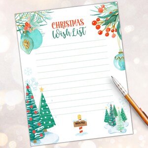 Weihnachtswunschliste druckbare, sofortiger digitaler Download PDF
