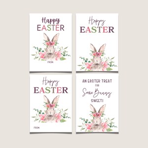 Osterkarten Set druckbare, süße Osterhasenkarten, Frohe Ostern, DIY Osterkorb Tags, Hase Ostern Tag, sofortiger digitaler Download PDF
