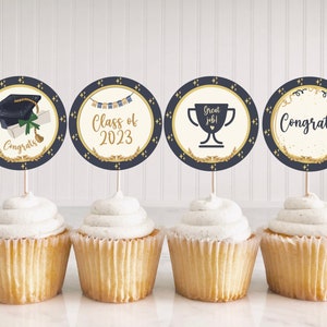 Graduation Cupcake Toppers 2023, Printable Instant Digital Download PDF, Graduation Party Decoration, Do It Yourself Cupcake Topper Template