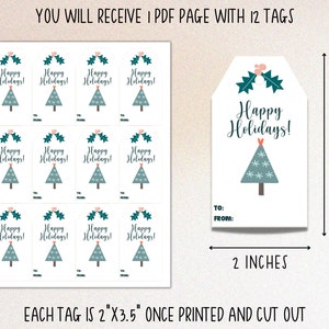 Happy Holiday Gift Tags, Printable Instant Digital Download PDF ...