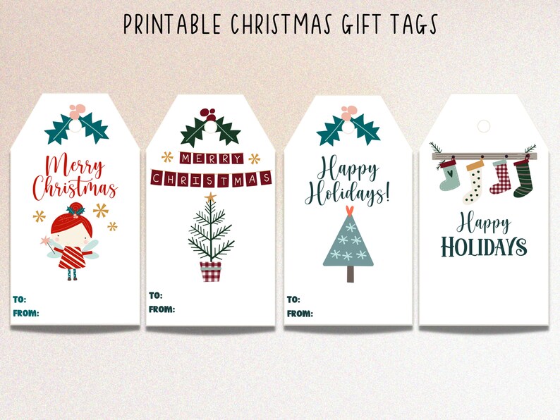 Christmas Gift Tags Printable PDF, Instant Digital Download, Christmas Favor Tags, Treat Tags ...