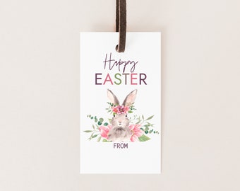 Printable Easter Gift Tag: Bunny Floral Design (PDF Download)