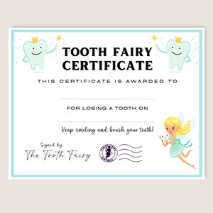 Tooth Fairy Letter Certificate Printable | Instant Digital Download PDF | Fairy Printables | Note | Receipt | Gift