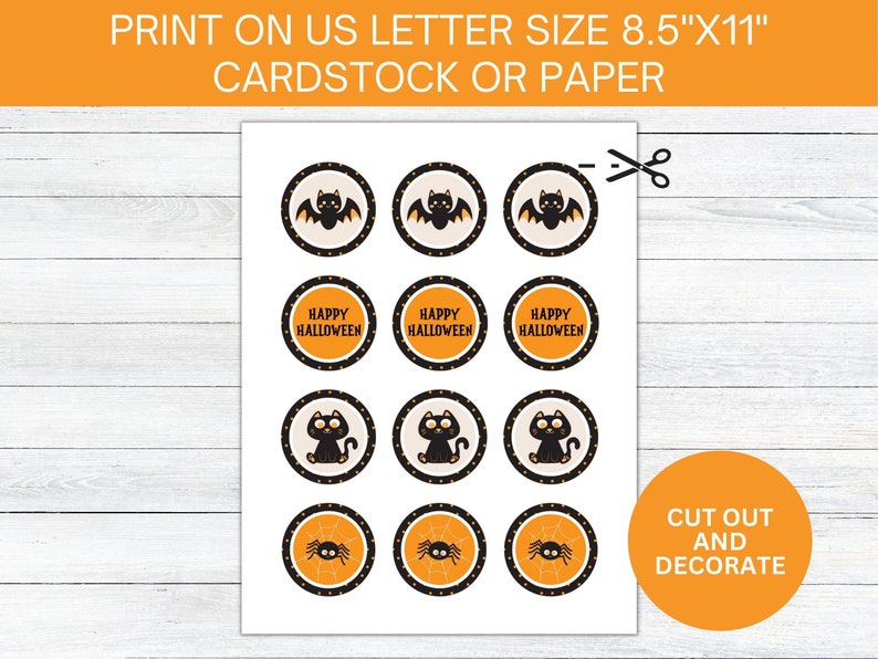 Printable Halloween Cupcake Toppers Instant Digital Download - Etsy