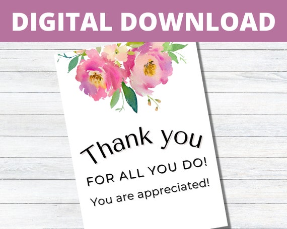 Printable Card Thank You Card Employee Appreciation Card | Etsy