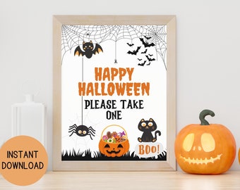 Please Take One Sign Halloween Trick or Treat Sign Halloween Party Decor Take One Candy Sign Door Sign Porch Sign Printable Instant Download