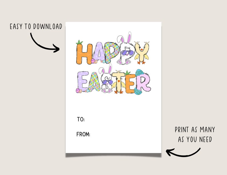 Printable Easter Cards for Kids Happy Easter Card DIY Easter - Etsy