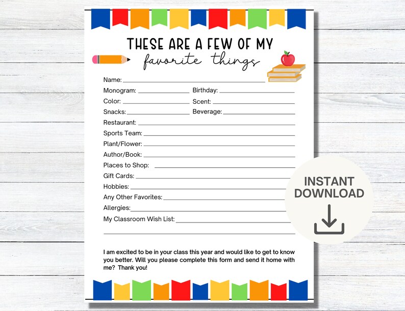 teacher-favorite-things-survey-printable-instant-download-etsy