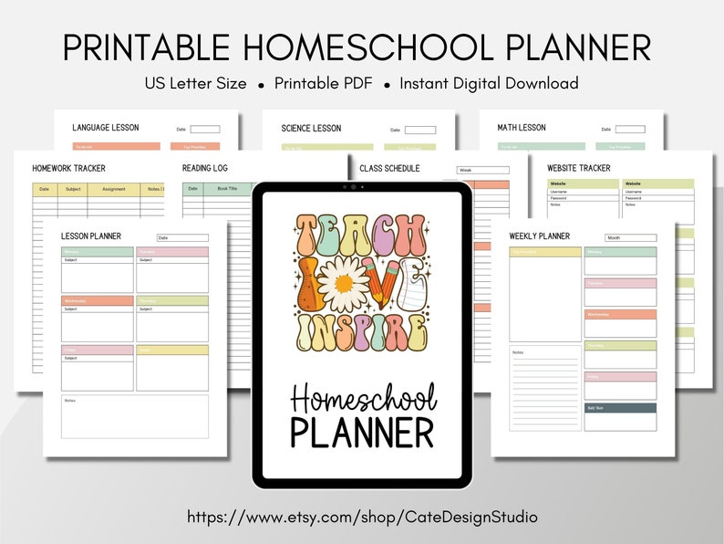 Homeschool Planner, Printable PDF, Instant Digital Download, Homeschool ...