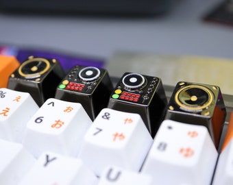DJ Decks & Speaker Metal Artisan Keycaps Set - Black Nickel Enamel Finish, Custom for Mechanical Keyboard with Cherry MX Style Switches