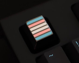 Transgender Flag Keycap: Black Nickel Metal Artisan Keycap