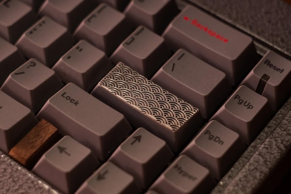Seigaiha Artisan Metal Keycap: Antique Nickel Esc, Enter & Spacebar