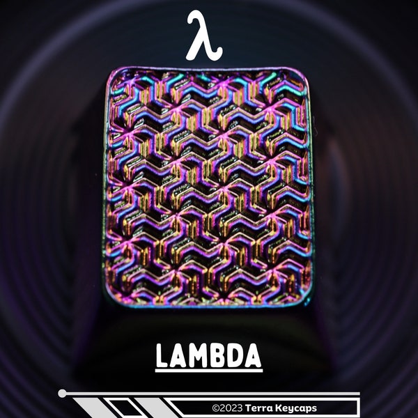 Tecla Lambda Artisan: Tecla metálica geométrica iridiscente