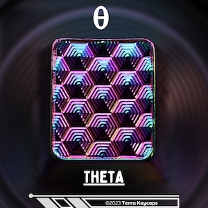 Geometry Theta Metal Artisan Keycap - Iridescent Anodized Plating - Modern Geometric Design - Mechanical Keyboard Accessory